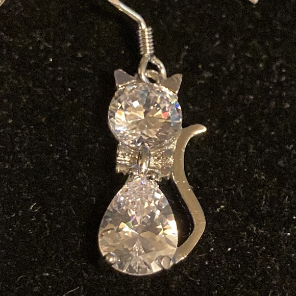 Sterling silver kitty earrings - Picture 3 of 5